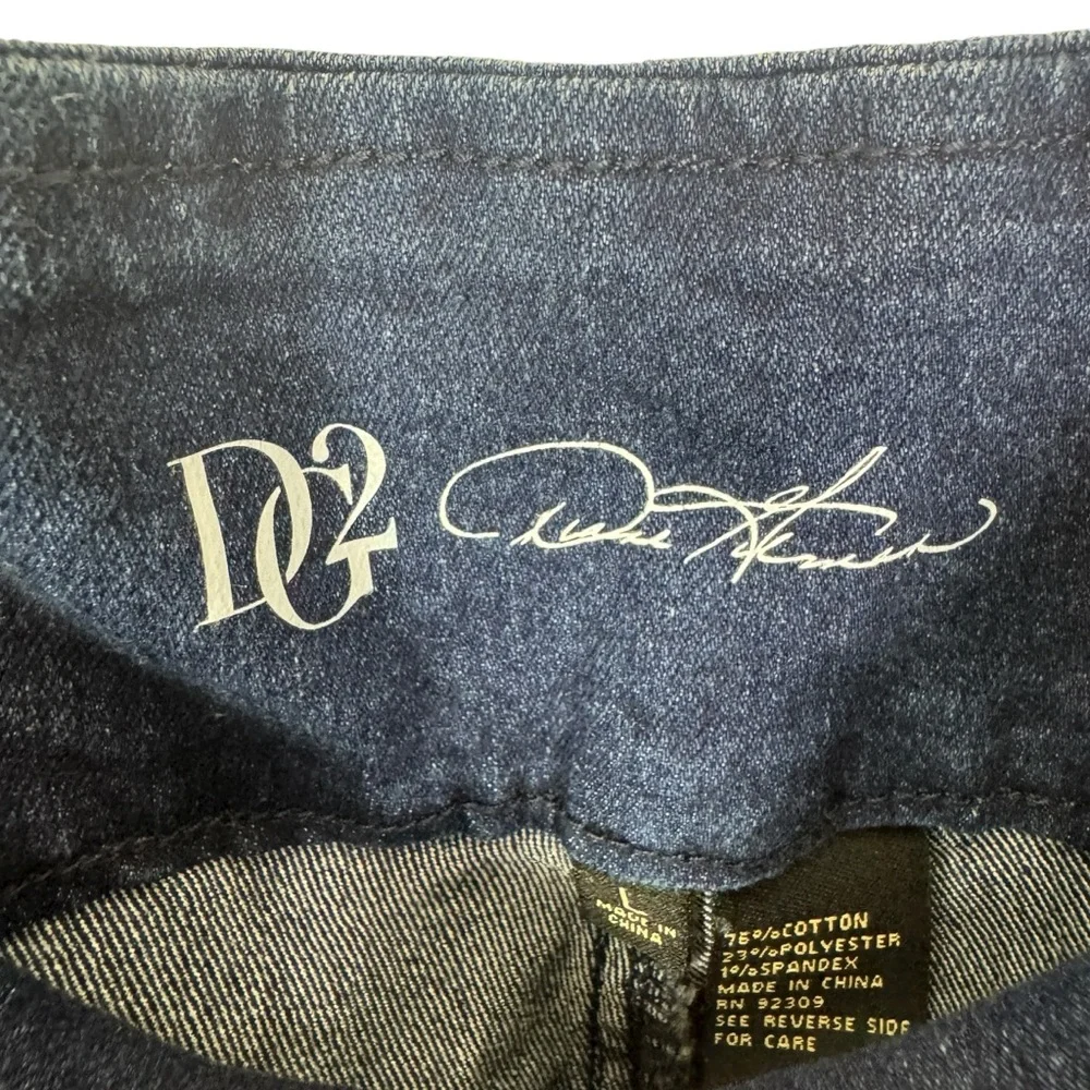 DG2 Diane Gilman Indigo Denim Classic Stretch Pull On Bermuda Shorts Women's L - Picture 7 of 10